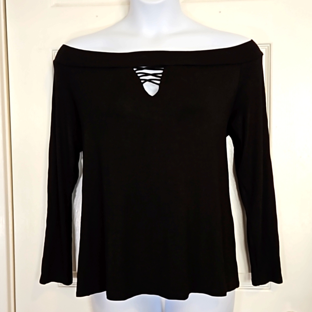 Lane Bryant, off the shoulder, black, lightweight, long sleeve top.  Size 18-20.